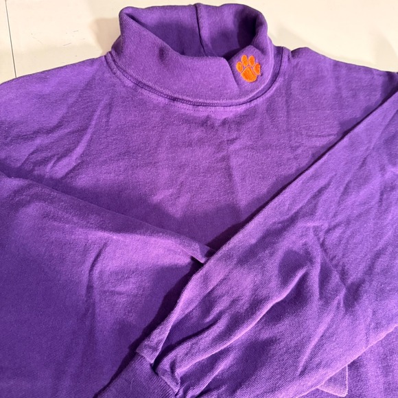 B-Cool Sportswear Tops - Vintage B-Cool Sportswear Purple Mock Neck Long Sleeve Paw Print Top Women Small